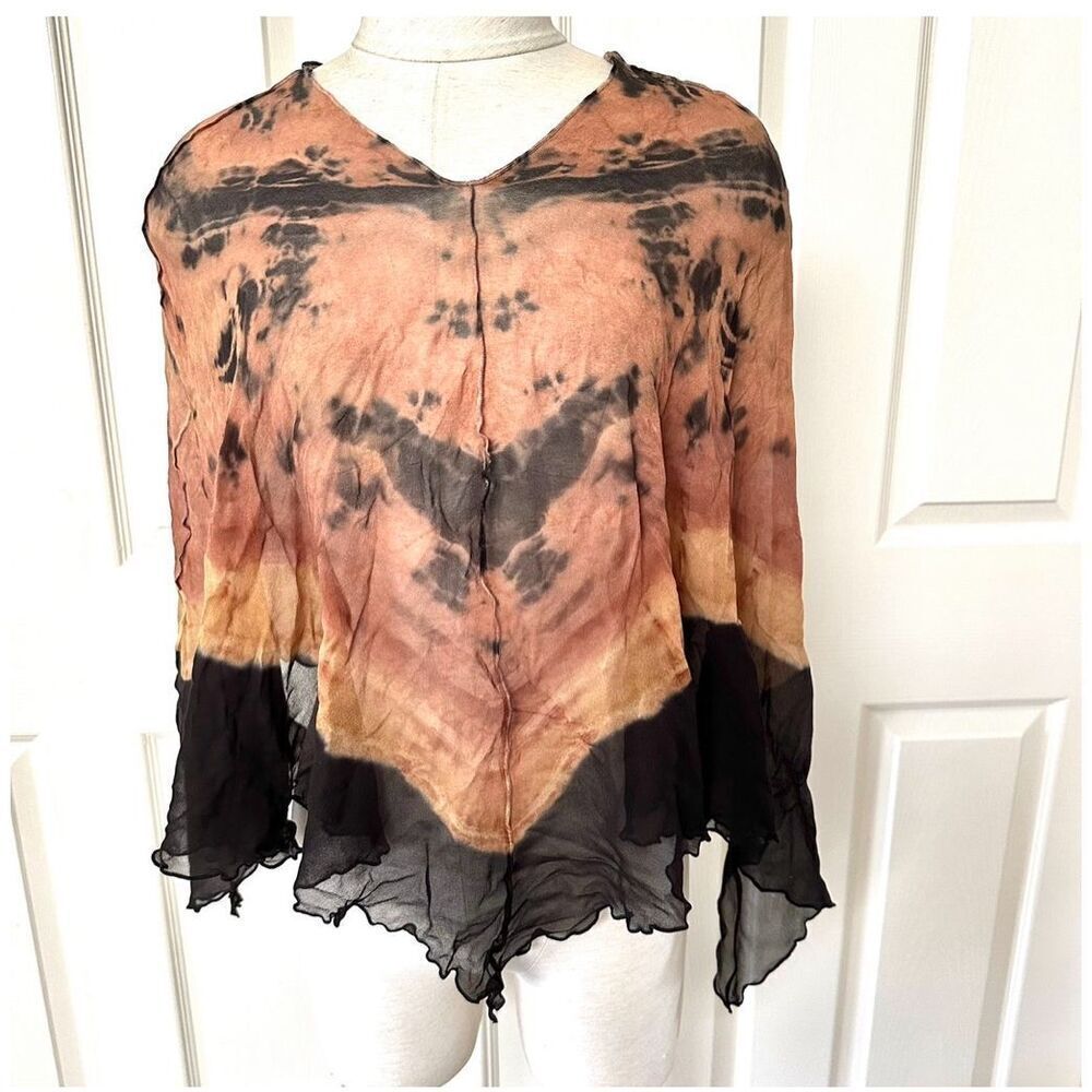 Brown and black tye dye scarf/ poncho